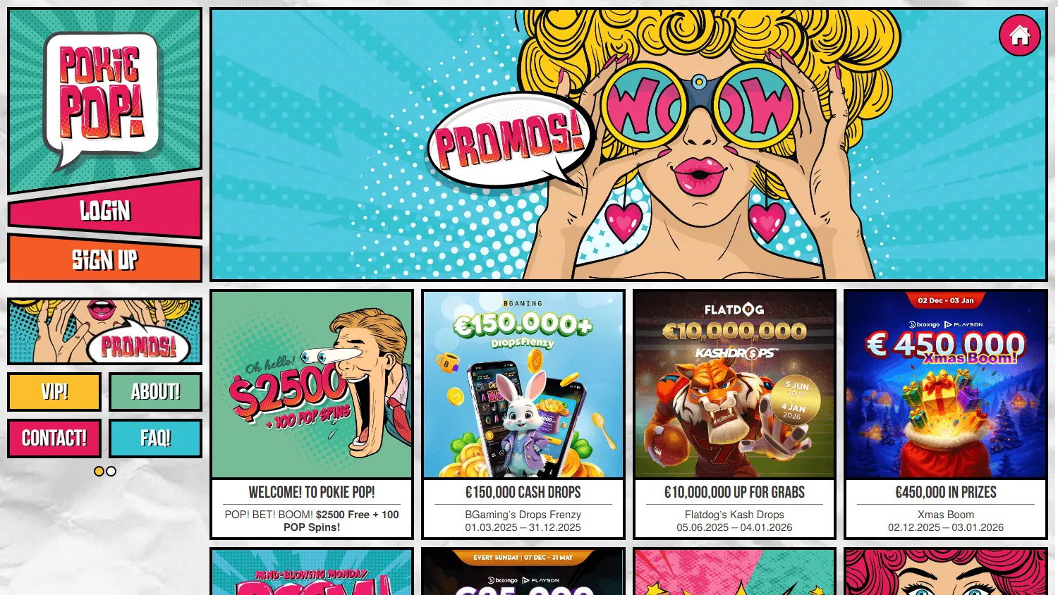 Pokie Pop Casino promotions on a desktop